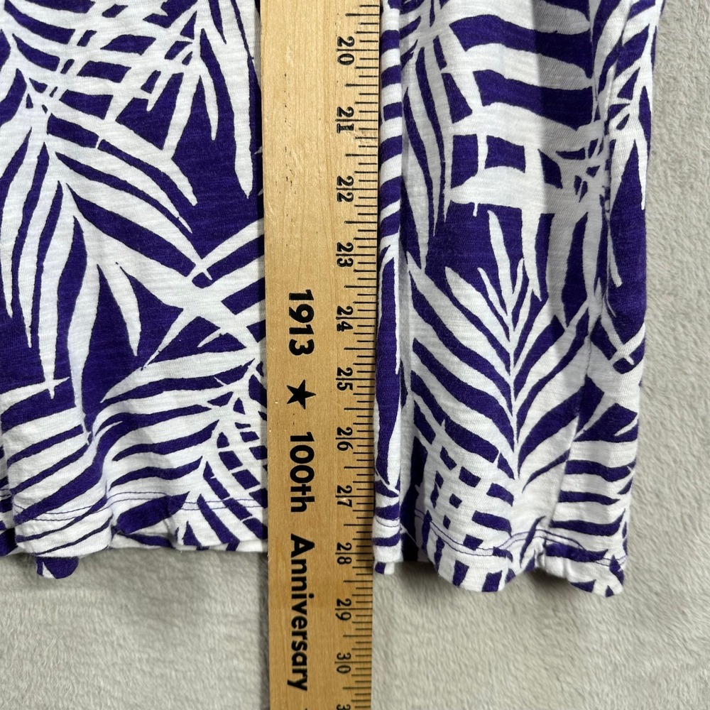 Catherines Womens 2X Purple White‎ Palm Leaf Print Cotton Scoop Neck T-Shirt Top - Picture 6 of 8